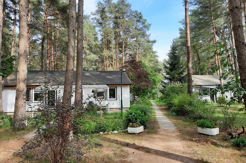 Ferienhaus mit Garten, Wald und idyllischem Ausblick.