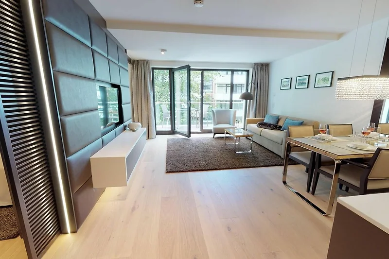 Luxusapartment mit eigener Sauna & Sonnenbalkon – nur Minuten vom Strand entfernt