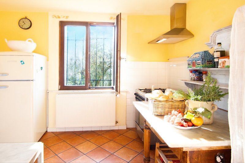 Küche mit Blick auf Olivenhain