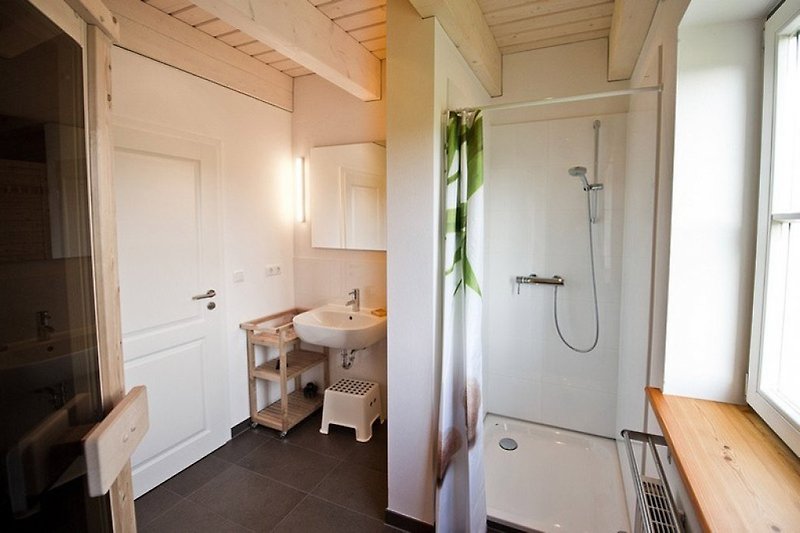 Erdgeschoss-Bad mit Sauna und Dusche, WC, Hocker, Kinder-WCsitz...