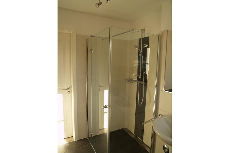 Bathroom with floor-level shower