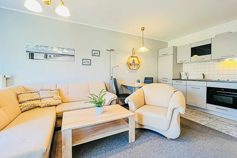 Wohnzimmer mit Küchenzeile