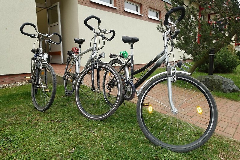 3 Fahrräder, die zur Ferienwohnung gehören