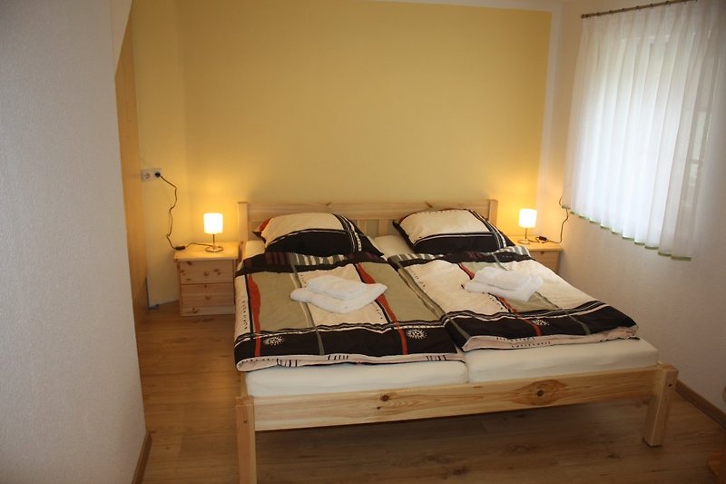 Bedroom in the Kalkwerk holiday apartment.