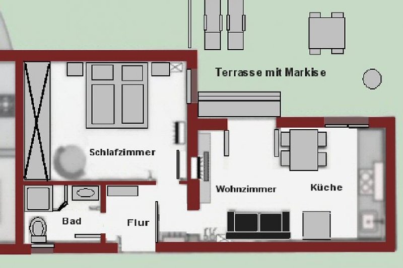 Grundriss der Einliegerwohnung Apartment Llimonera