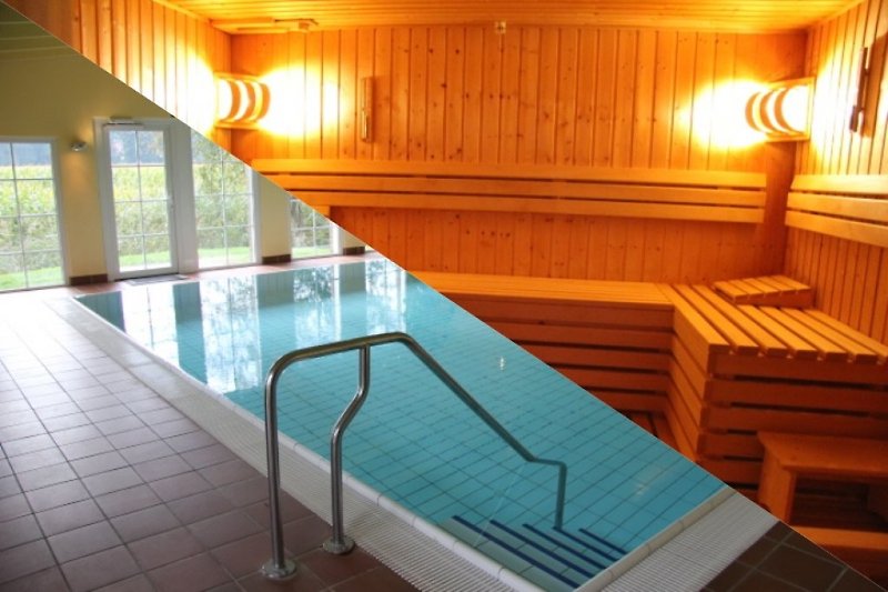 Schwimmbad und Sauna in der Wellness-Oase