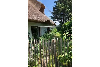 Il cottage con il tetto di paglia sulla diga