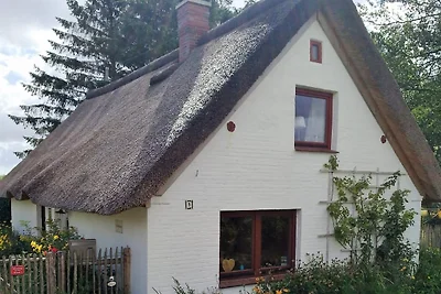 Il cottage con il tetto di paglia sulla diga