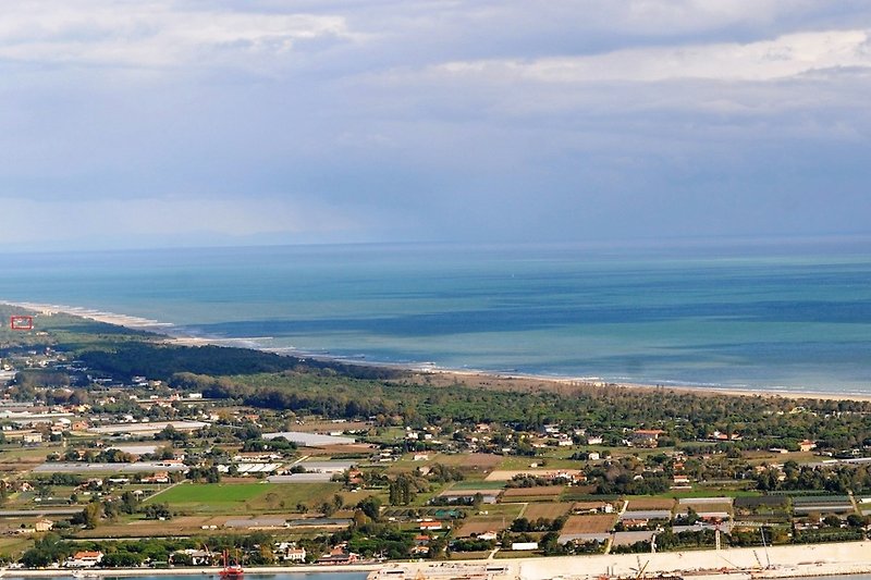 Veduta aerea della costa del Cavallino - nel riquadro dove noi siamo