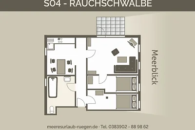 S04  Terrasse 2SZ Meerblick im Grün