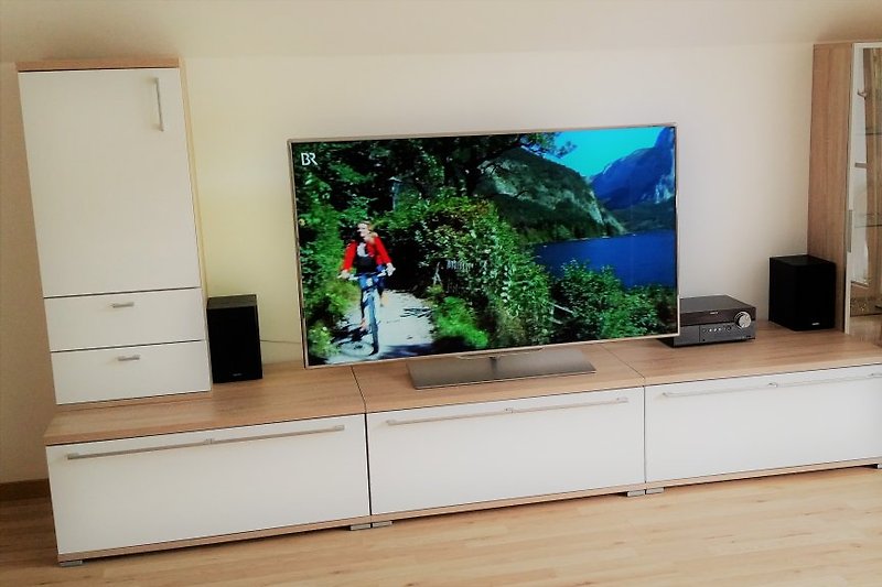 großer Flachbild-TV im Wohnzimmer