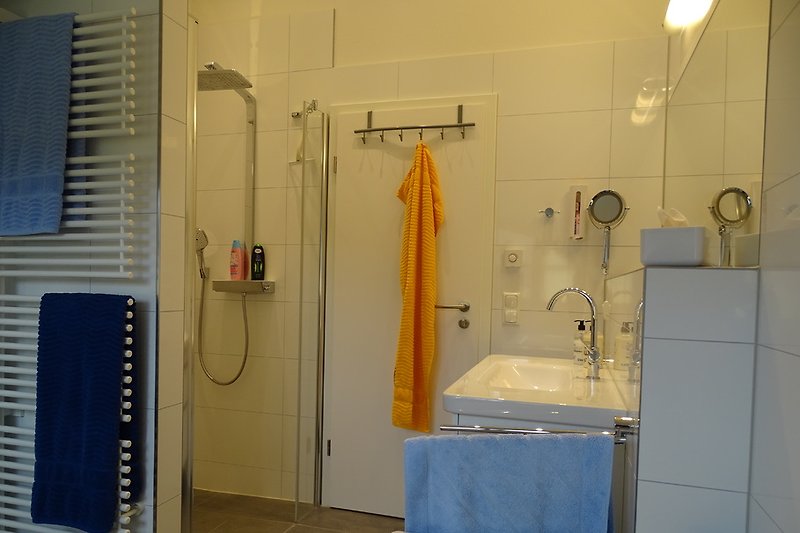 grote badkamer met douche en badkuip