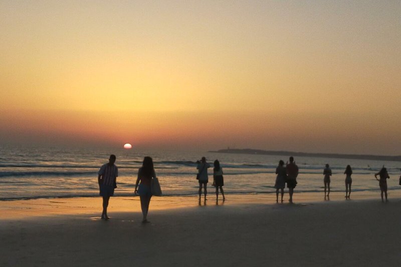 Strand, Meer, Sonnenuntergang, Menschen, Spaß, Natur, Horizont.