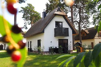 Schönes Reetdachhäuschen an der Haffseite mit Sauna und Kamin