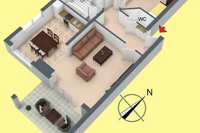 Drei-Raum-FeWo Typ S7 mit Blick auf`s Meer