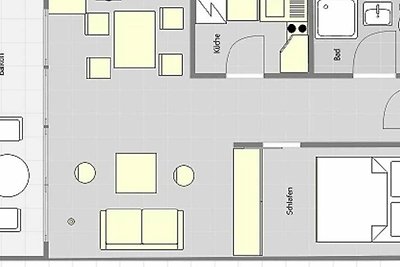 Apartment (45 m²) mit Balkon (10 m²) 1