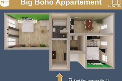 *Big Boho* 3-Zimmer-Appartement mit Wohnküche...