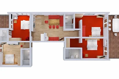 Appartement für 8-10 Personen mit Ost- und We...