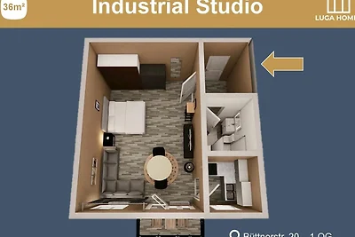*Industrial* Studio mit Küche und Balkon