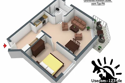 3) Komfort Suite PA0815 (2RaumAppartement)