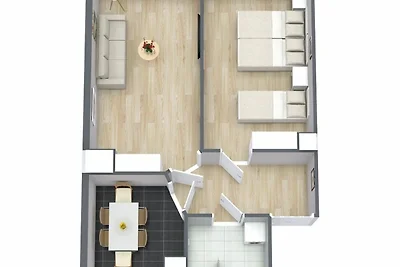 Apartment mit 1 Schlafzimmer (70m²)