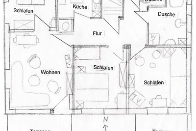 Kliffstrand,Fewo Nr.1-ebenerdig