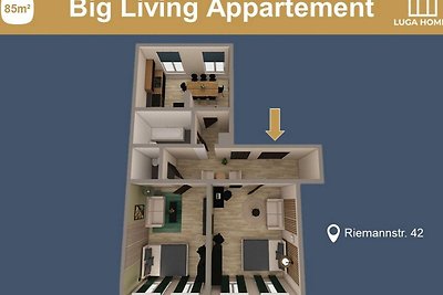 *Big Living* 3-Zimmer-Appartement mit Küche