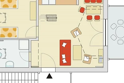2-Raum-Ferienwohnung, 6 Personen, Balkon, OG...
