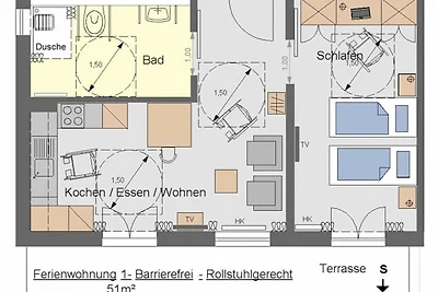Ferienwohnung Koglkopf rollstuhlgerecht DIN 1...
