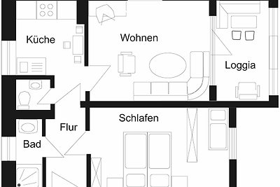 Ferienwohnung im Seitenflügel mit Waldblick