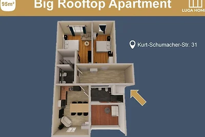 *Big Rooftop* 3-Zimmer-Apartment mit Wohnküch...