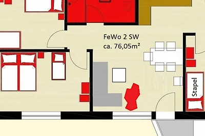 Ferienwohnung rot
