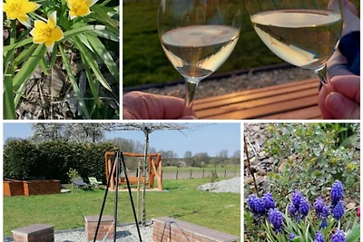 Schlafen im Fass mit Sonnenuntergang Blick