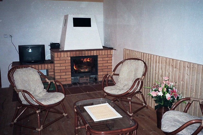 Wohnzimmer mit Kamin