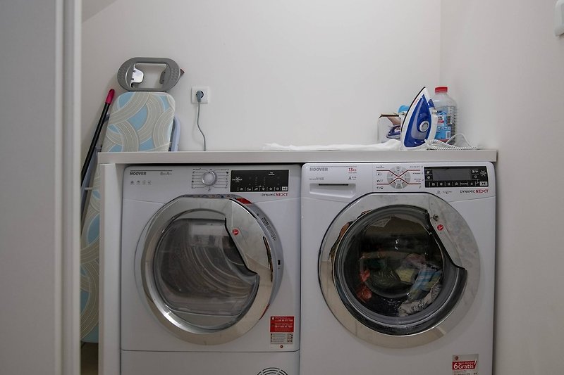 Washing machine and clothes dryer are shared (free of charge), located on the ground floor hallway