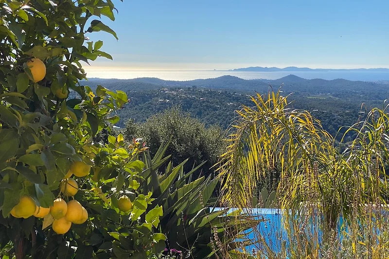 180° uitzicht op zee en het eiland Porquerolles vanuit de woonkamer