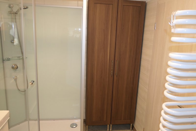 Bathroom with big shower cabin