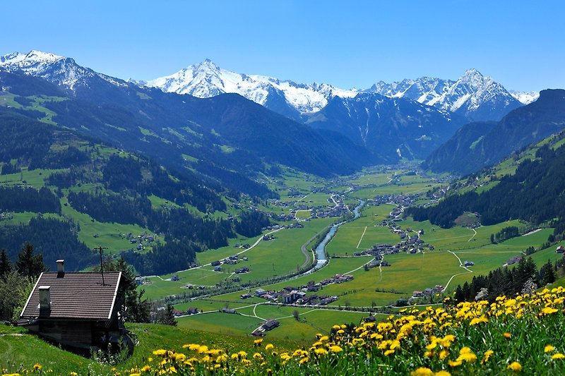 Vue sur l'arrière de la vallée de Zillertal