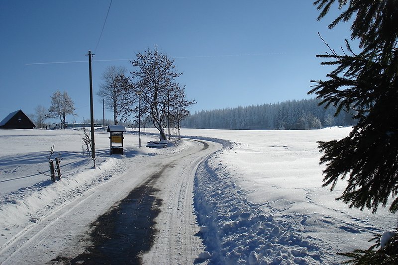 Blick auf die Alte Straße im Winter 