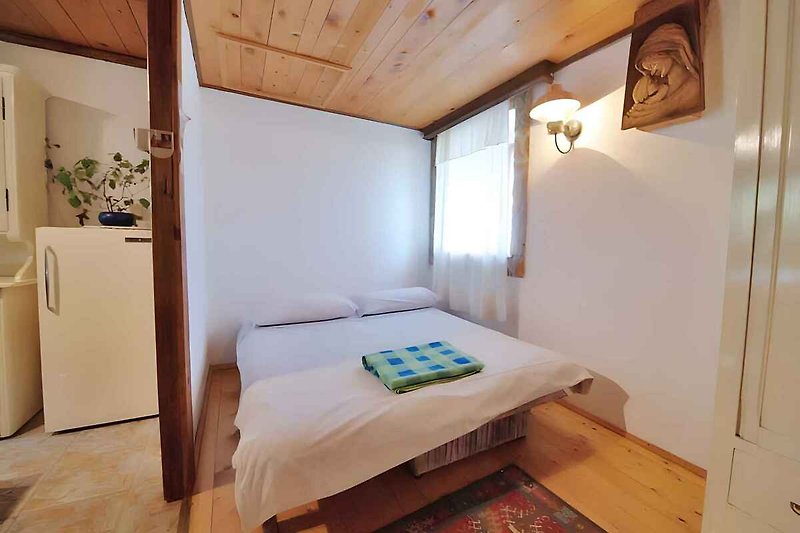 lit double dans le salon/chambre (exemple de logement)