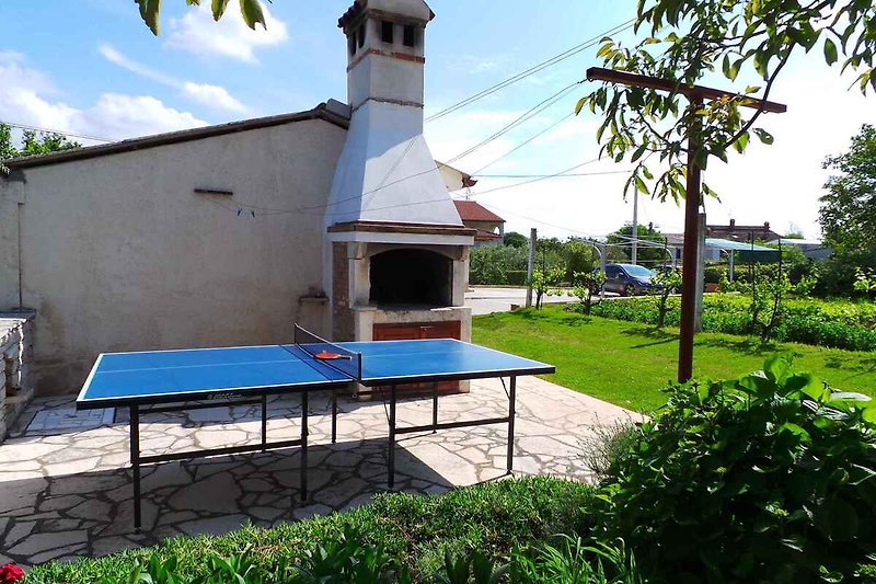 table de ping pong et terrasse
