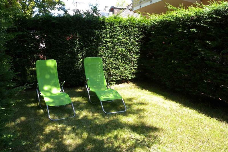 chaises longues dans le jardin