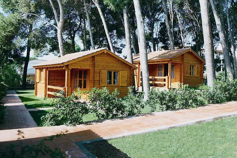 Aussenansicht des Holzbungalows