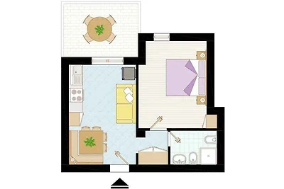 Ferienwohnung mit Balkon und Klimaanlage