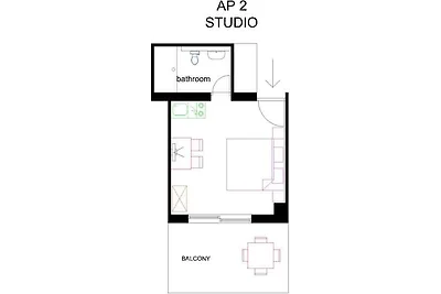 Studio mit Balkon und Klimaanlage