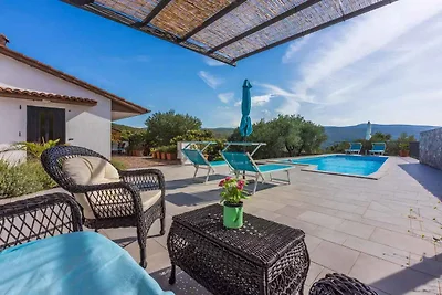 Villa mit Swimmingpool umgeben von mediterran