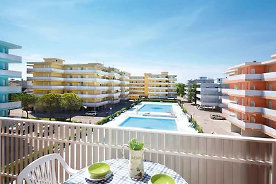 Studio mit Klimaanlage, Balkon und Pool