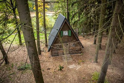 Hütte mit Kamin und beheiztem Aussenfass