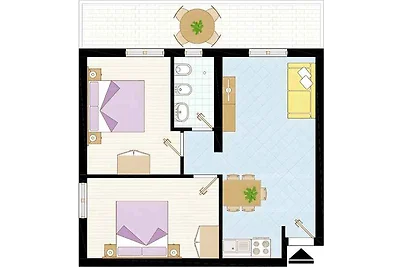 Ferienwohnung mit Klimaanlage und Balkon