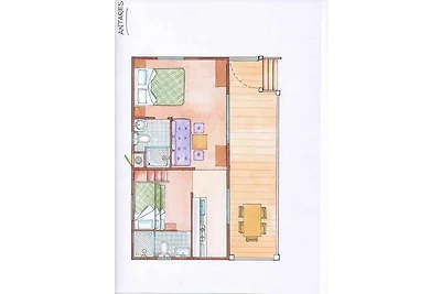 Mobilehome mit Klimaanlage und Holzveranda